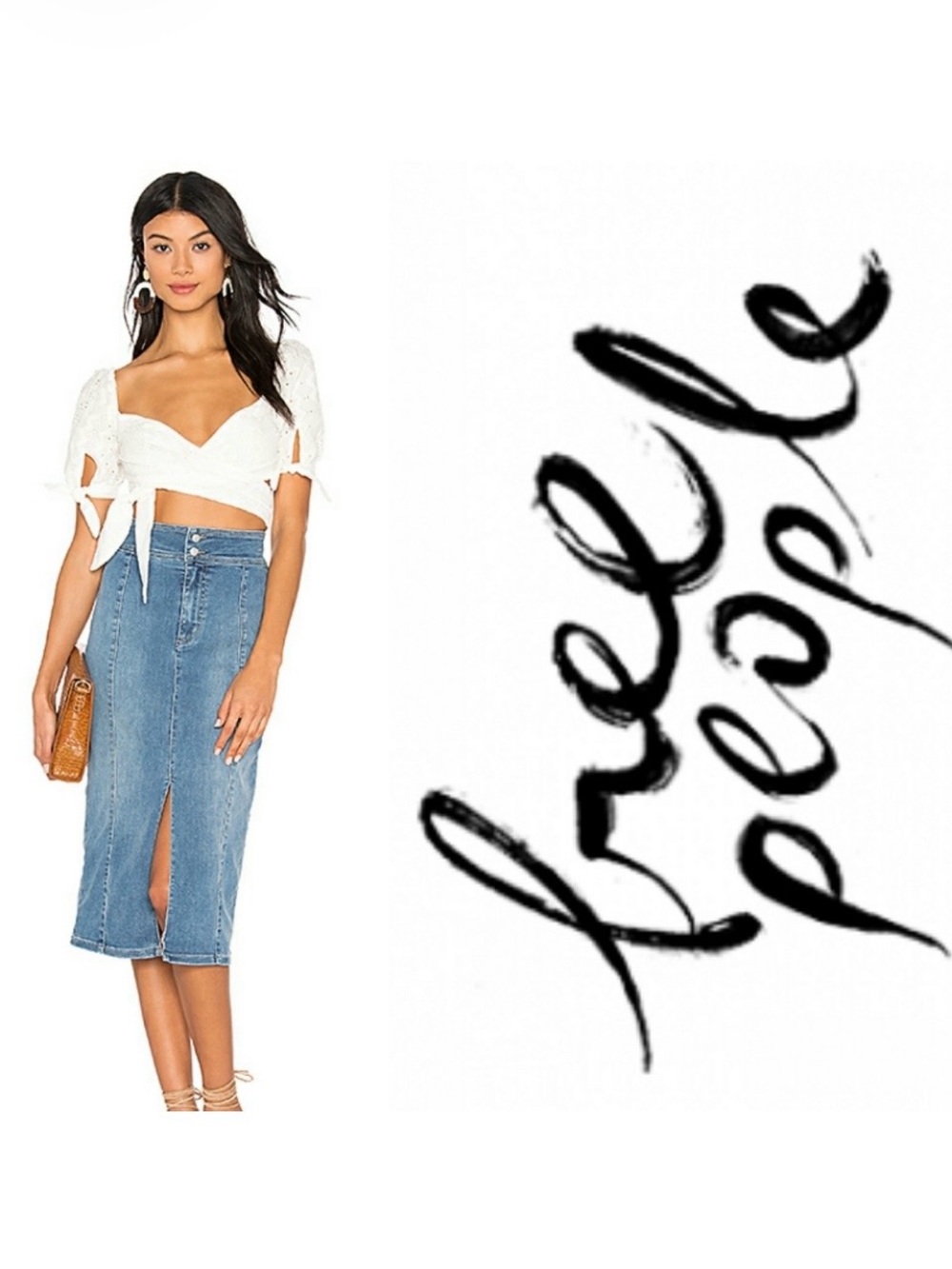 Free People Maddie Denim Midi Skirt, Brooklyn Blue Indigo